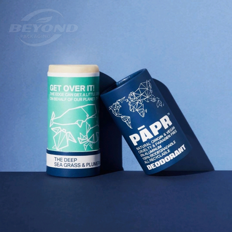 Biodegradable kraft paper push up balm tubes, deodorant antiperspirant packing with sunscreen stick container
