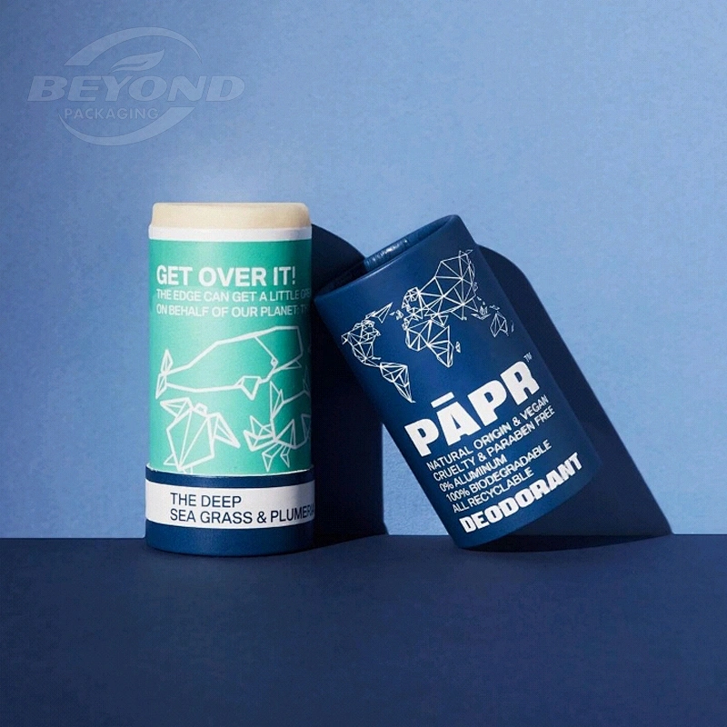 Biodegradable kraft paper push up balm tubes, deodorant antiperspirant packing with sunscreen stick container