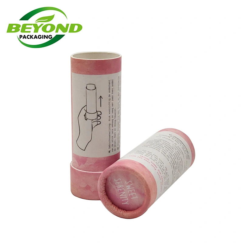 Best Eco Friendly Compostable Container Custom Printing Cylinder Push Up Paper Tube For Deodorant Solid Perfume Packaging