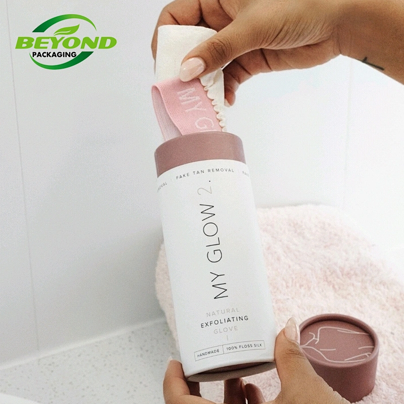 Round Pink Customized Canister Paper Tube Eco-friendly Cylinder Tube for Scarf Clothing Bath Towel BabySocks Packaging for gifts