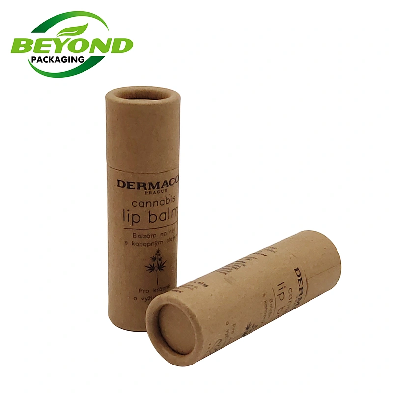 Eco Friendly Cardboard Push Up Deodorant Containers Kraft Lip Balm Paper Tube Lipstick Container Tube with Custom Printing