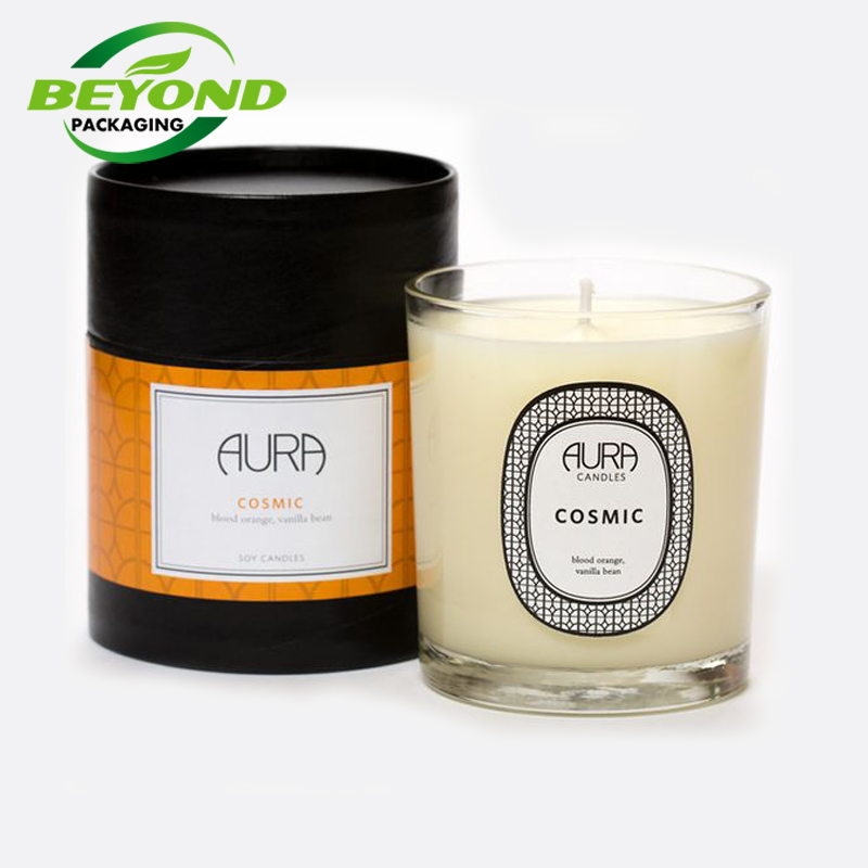 Eco friendly Biodegradable Round Cylinder Box Custom Scented Candle With Lid And Box Candle Container Boxes