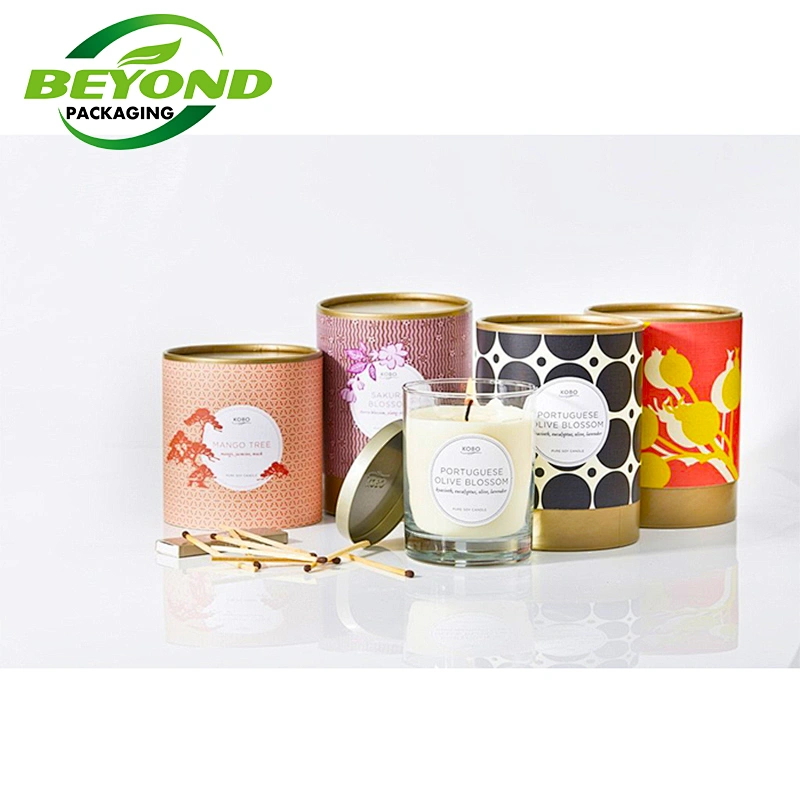 100% Recyclable paper tube kraft material cylinder tube candle jar round cardboard boxes packaging