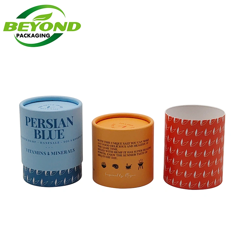 Custom rigid thick cardboard cylinder 3oz spice paper jar food grade paper sleeve paper tube packaging with logo printed