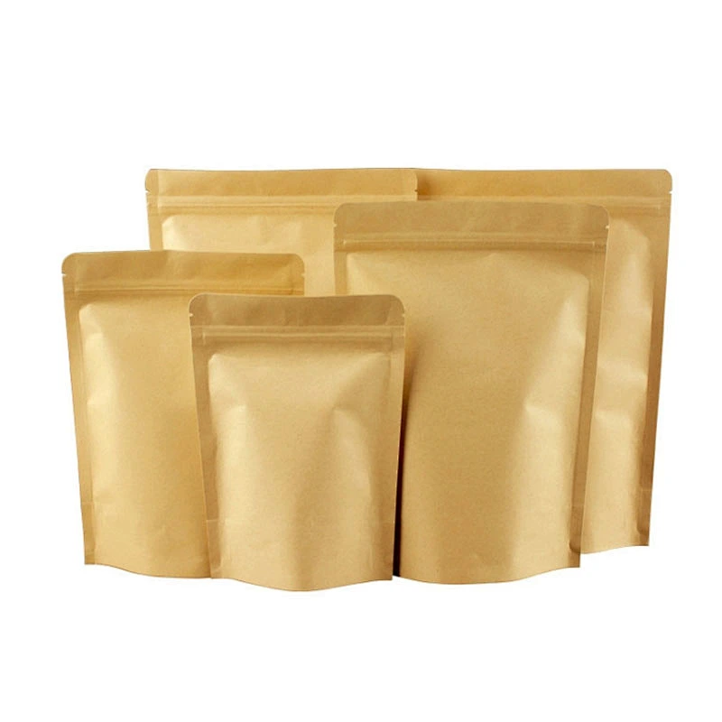 Food grade with biodegradable self-reliance brown kraft eco friendly paper bags for tea dried fruit packaging