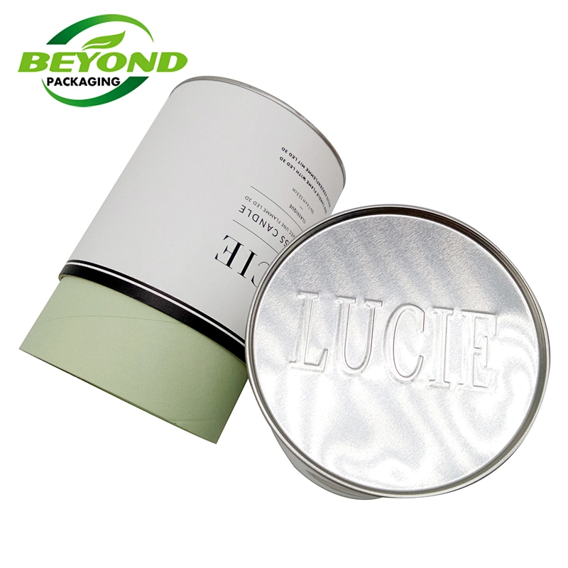 Custom biodegradable cardboard white paper tube round paper box cylinder packaging box for candle