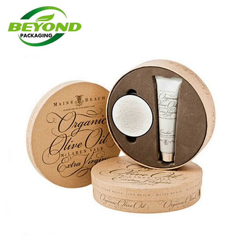 Custom Paper Size Cosmetic Bottle Packaging Round Craft Cylinder Shape Small Essential Oil Cosmetic Set Package Paper Box