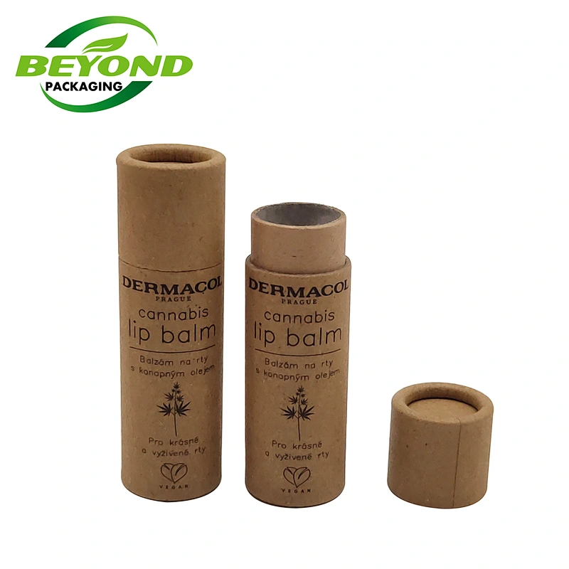 Eco Friendly Cardboard Push Up Deodorant Containers Kraft Lip Balm Paper Tube Lipstick Container Tube with Custom Printing