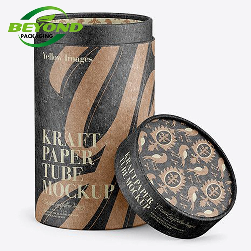 Eco Friendly Recycled Material Food Grade Kraft Cardboard Paper Box Cylindrical Box  For Coffee Beans Coffee Powder