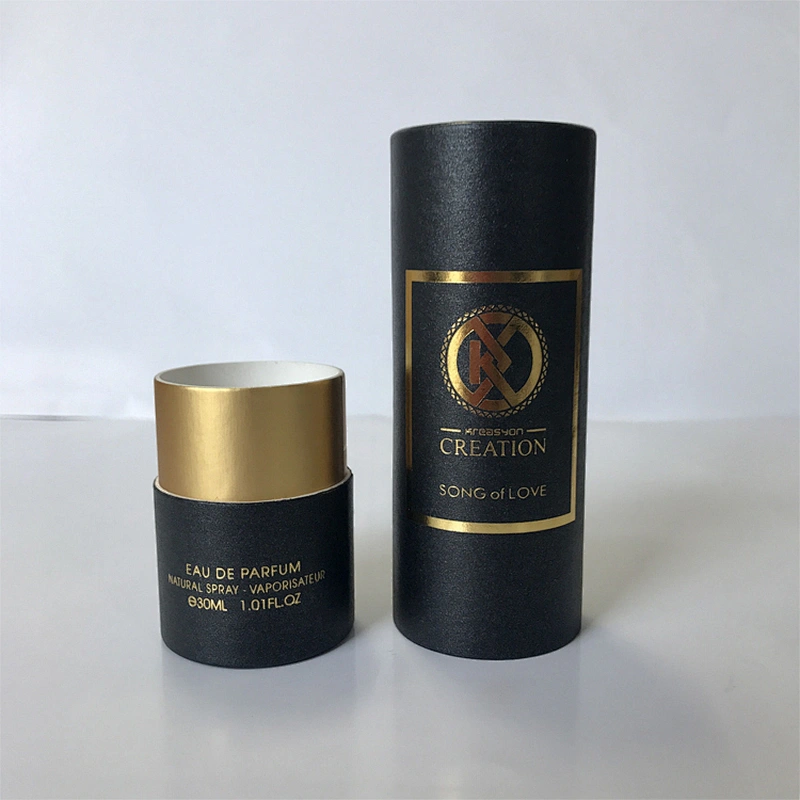 Customized Printing Perfume Paper Tube Packaging Perfume Luxury Paper Cosmetic Packaging Box with Tube Gold Paper With Foil Logo