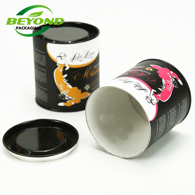 Custom Printing Cylinder Biodegradable Luxury Metal Lid Cardboard Canister Can Gift Paper Tube For Coffee Bean Powder