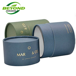 Biodegradable Blue box circle Cylinder Recyclable Paper Round kraft Paper Gift  Candle Packaging Tube