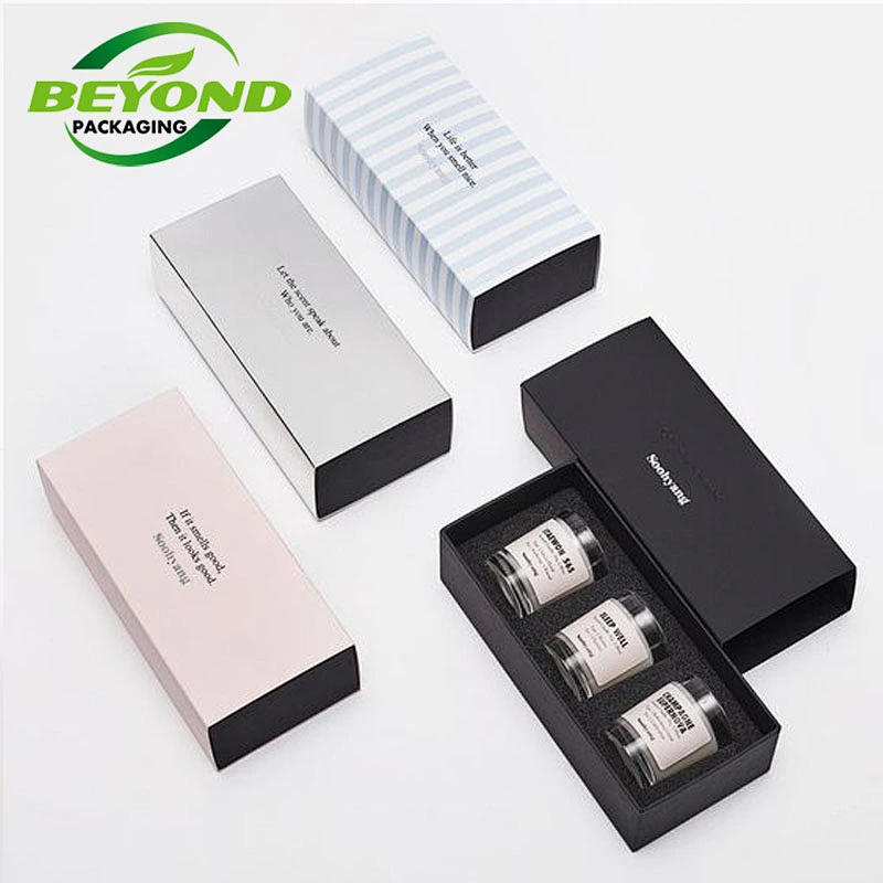 CMYK Printed Rigid Cardboard Package Custom Slide Out Drawer Box For Cosmetic Bottle Packaging Box
