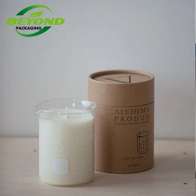 custom printed OEM round shape scented soy candle cardboard paper tube cylindrical packaging box