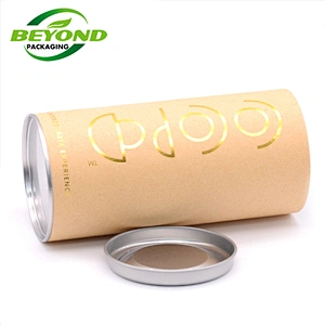 Wholesale Food Grade Cardboard Cylinder Moisture Proof Chocolate Paper Tube Aluminum Foil Boxes Packaging with Metal Lid product