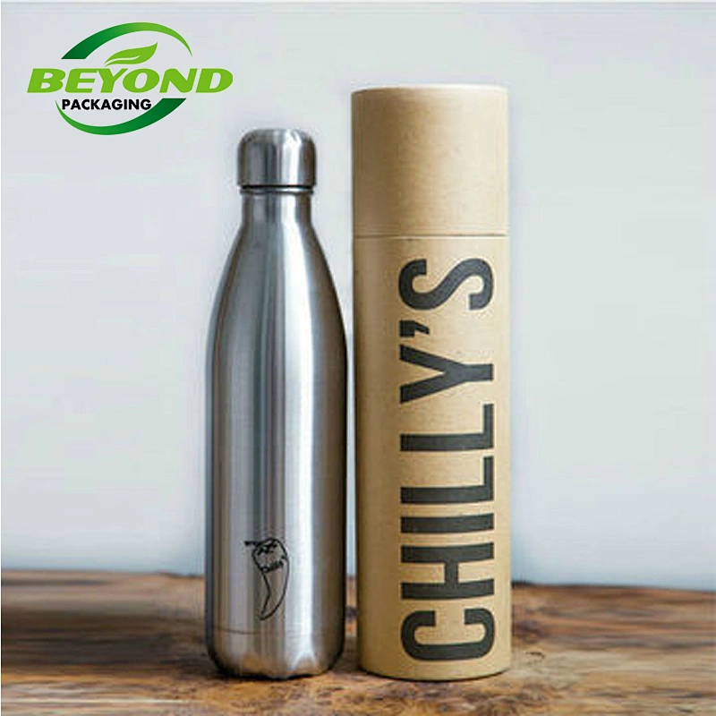 Kraft Cardboard Fancy Water Glass Bottle Paper Tube Packaging Round Box Water Bottle package
