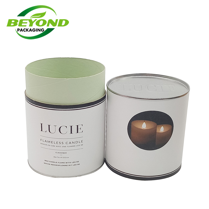 Custom biodegradable cardboard white paper tube round paper box cylinder packaging box for candle