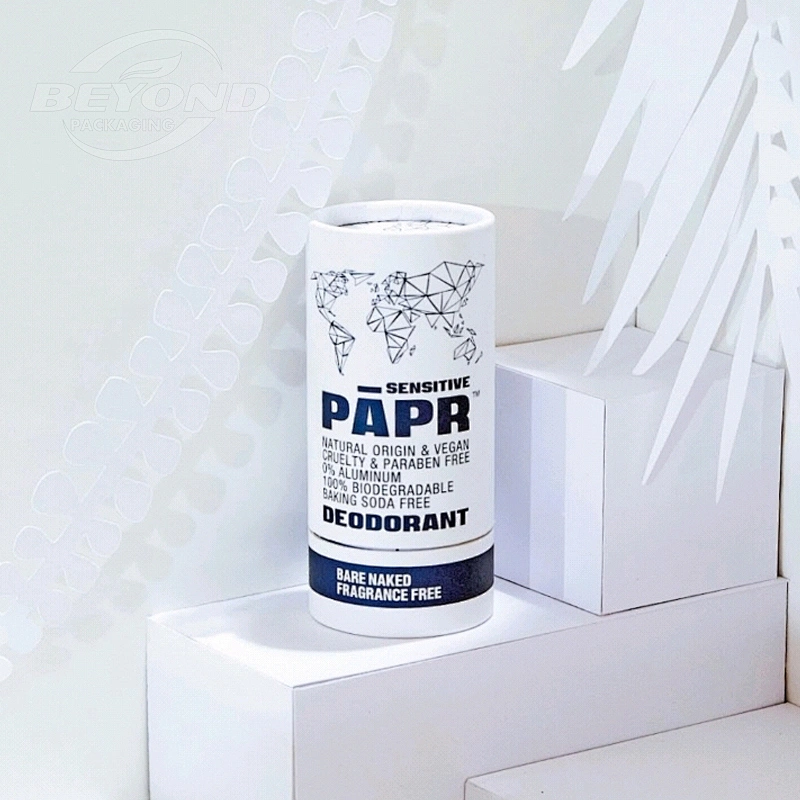 Biodegradable kraft paper push up balm tubes, deodorant antiperspirant packing with sunscreen stick container