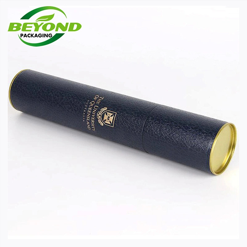 Customized Cardboard Metal Top CMYK Printing Cylinder Thin Tube Shipping Tubes Mailer Packaging Boxes