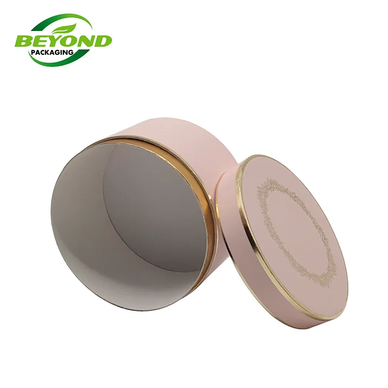Biodegradable recycled customized kraft cardboard paper tube cylinder cosmetics packaging boxes with gold foil