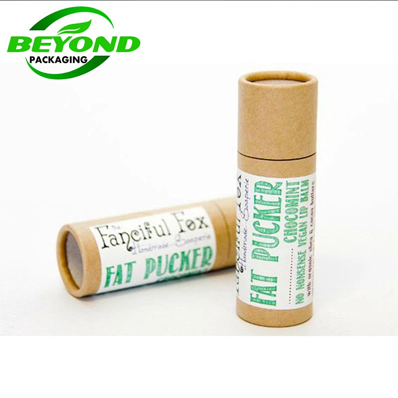 Biodegradable Promotional Eco Empty Custom Printed Kraft Push Up Paper Lipstick Tube Container For Lip Balm Deodorant Packaging