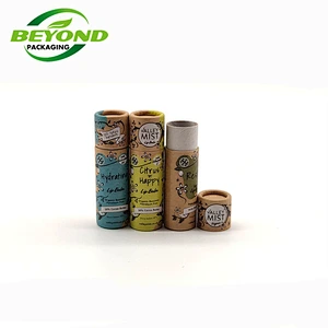 OEM Biodegradable 10ml Lip Blam Tube Eco Friendly Container Natural Kraft Push Up Paper Tube round deodorant skincare container