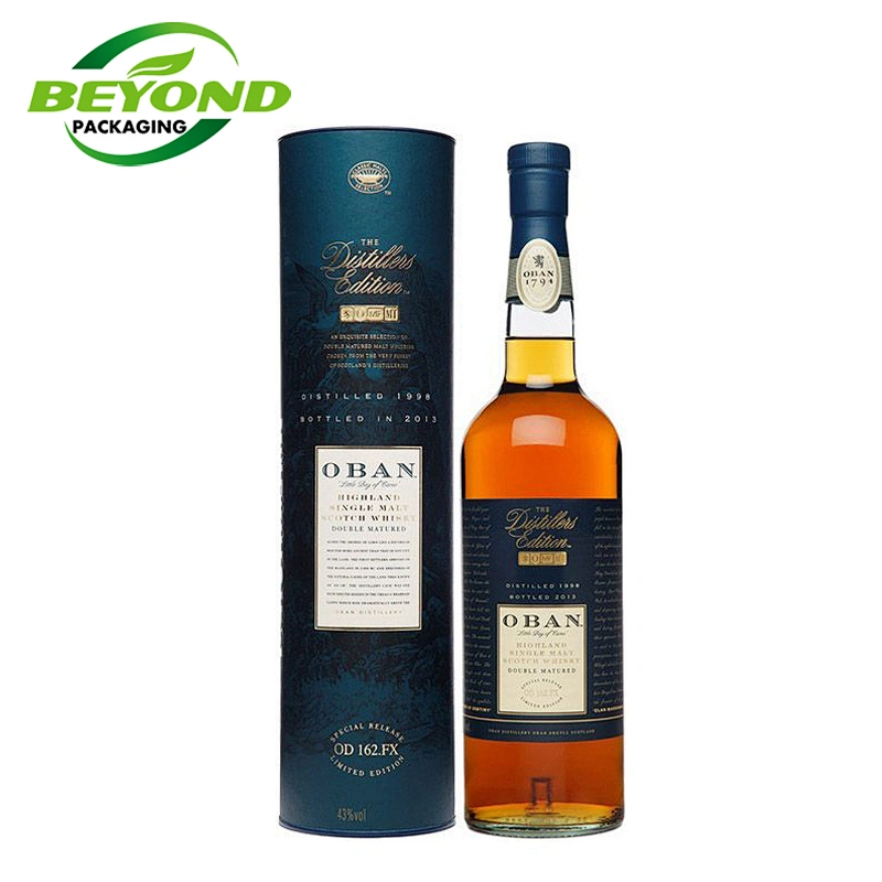 Biodegradable Recycled Material Custom Round Cylinder Cardboard Whiskey Paper Tube Packaging