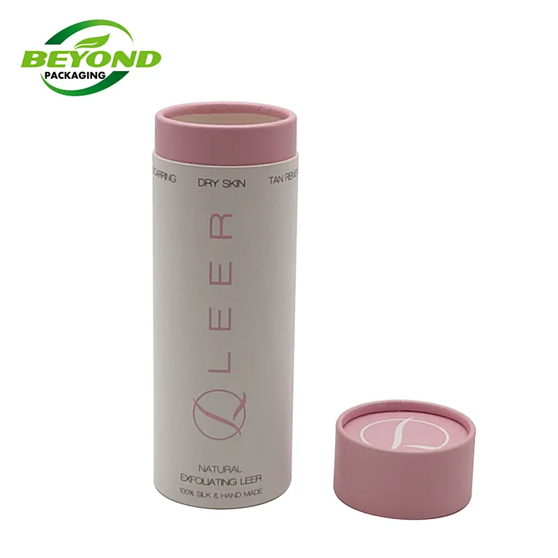 Eco Friendly Cylinder Cardboard Cosmetic Skincare Bottles Mitten Cigar Paper Tube Packaging Pink Paper Box With Private Label