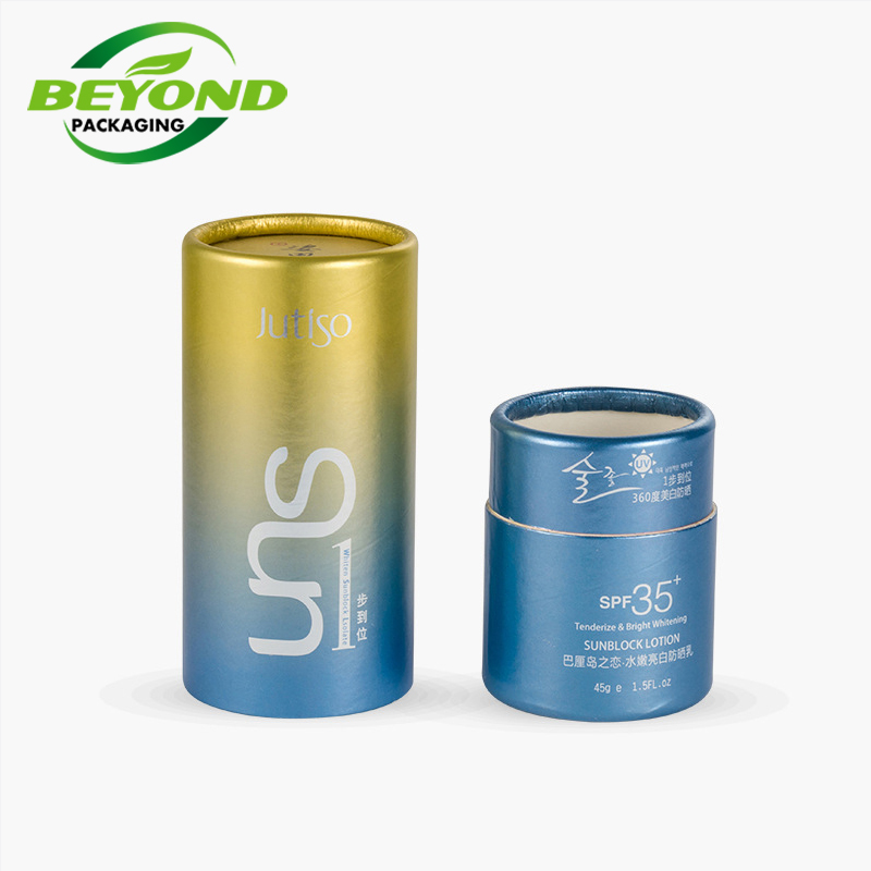 Eco Friendly Custom Printed Unique High Quality Cardboard Cylinder Custom Paper Core Tube For Sunscreen Container Packaging
