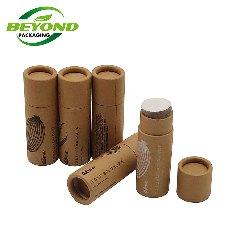 Best Selling Biodegradable Deodorant Lip Balm Container  Push Up Paper Tube Kraft Container