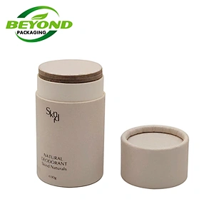 Custom Printing Recycled White Kraft Cardboard Compostable Container Push Up Paper Tube For Deodorant Packaging