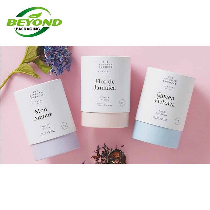 2021 Eco Friendly Paper Tube Herbal Tea Honey Coffee Canister Round Box Gift Paper Tube with Aluminum Foil Inside