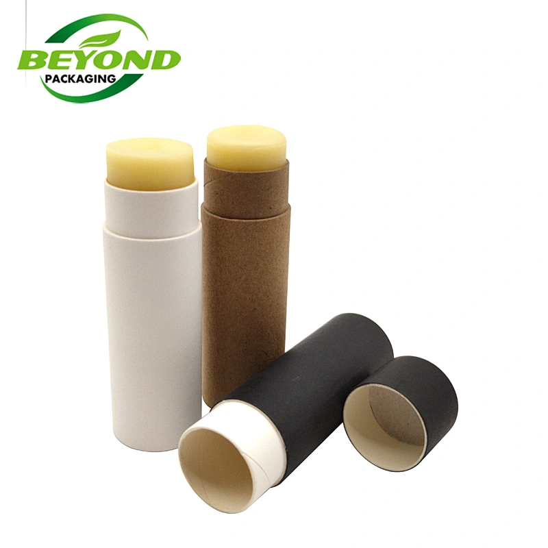 Free Samples Customizes Biodegradable White Black Brown Color Chapstick Tubes Lip Balm 15gr Push Up Paper Tube Packaging