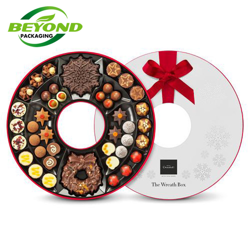 Custom Size Beautiful Luxury  Design Round Cylinder Circle Food Package Big Paper Boxes For Chocolate