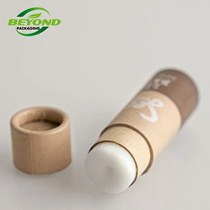 Custom logo printed round kraft recyclable deodorant stick container push up paper cylinder cosmetic lip balm packaging