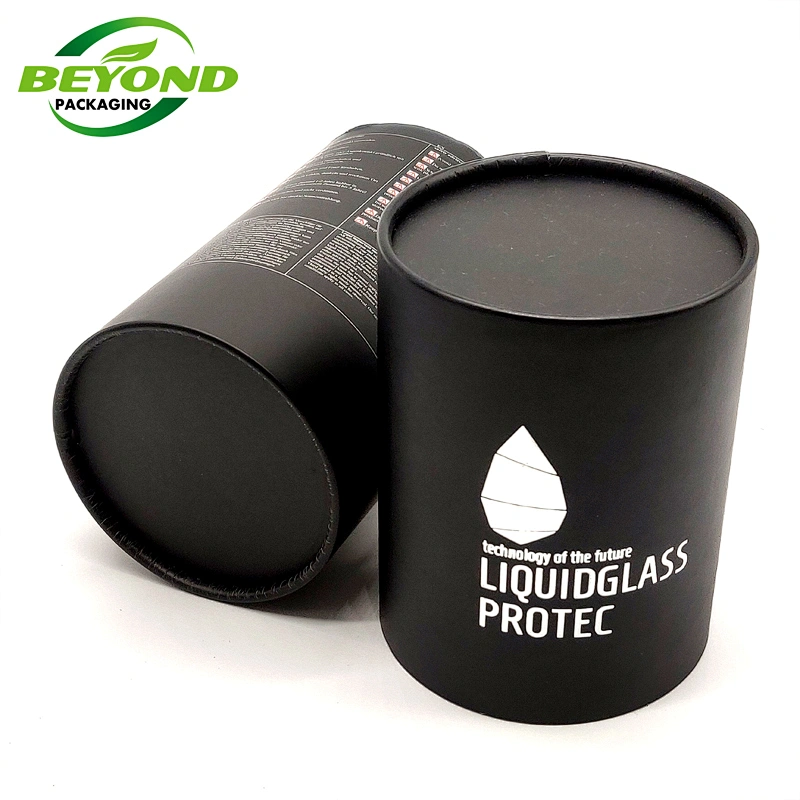 Luxury Customized High Quality Matt Lamination Black Cylinder Kraft Paper Packaging Cardboard Tube For Cosmetic Bottle Packaging