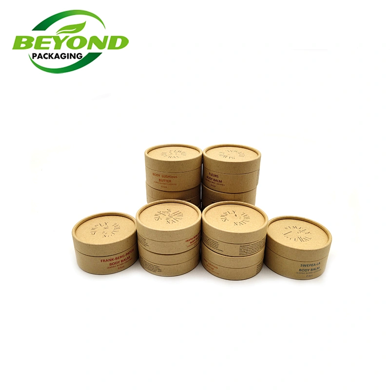 Factory Directly Supply Eco Friendly Round Kraft Tube Wax Paper Inside Roll Edge Paper Box Paper Jar For Body Cream Packaging