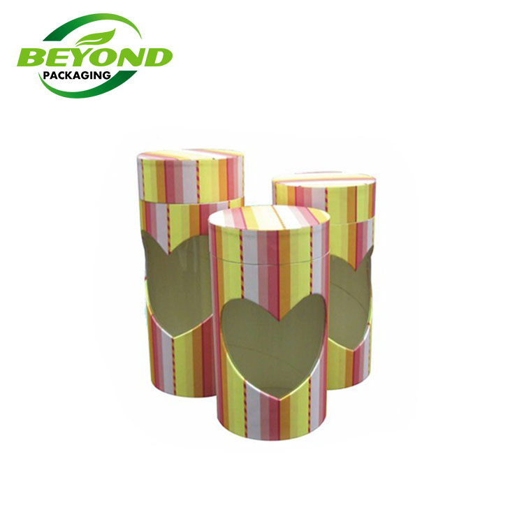 Wholesale Kraft Cardboard Hard Cylinder Paper Tube Display With Pvc Window Cylinder Box  For Tea Packaging Box