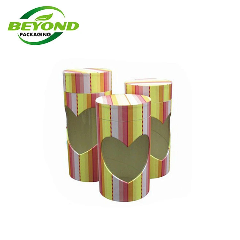 Wholesale Kraft Cardboard Hard Cylinder Paper Tube Display With Pvc Window Cylinder Box  For Tea Packaging Box