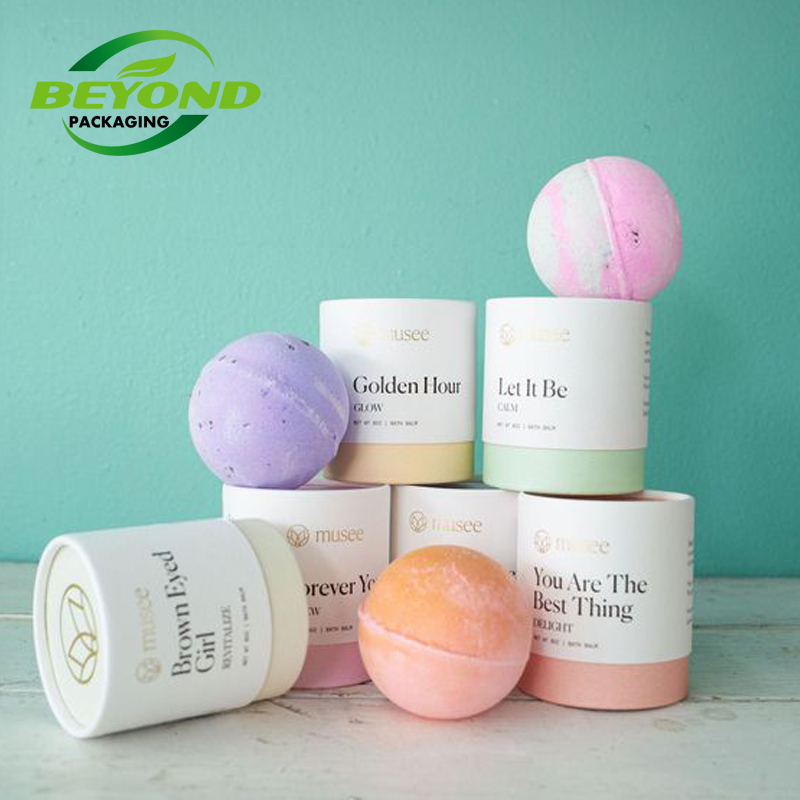 Factory Direct Sale Cylinder Cardboard Empty Round Skincare Bath Bomb Packaging Round Bath Salt Paper Tube With Custom Design