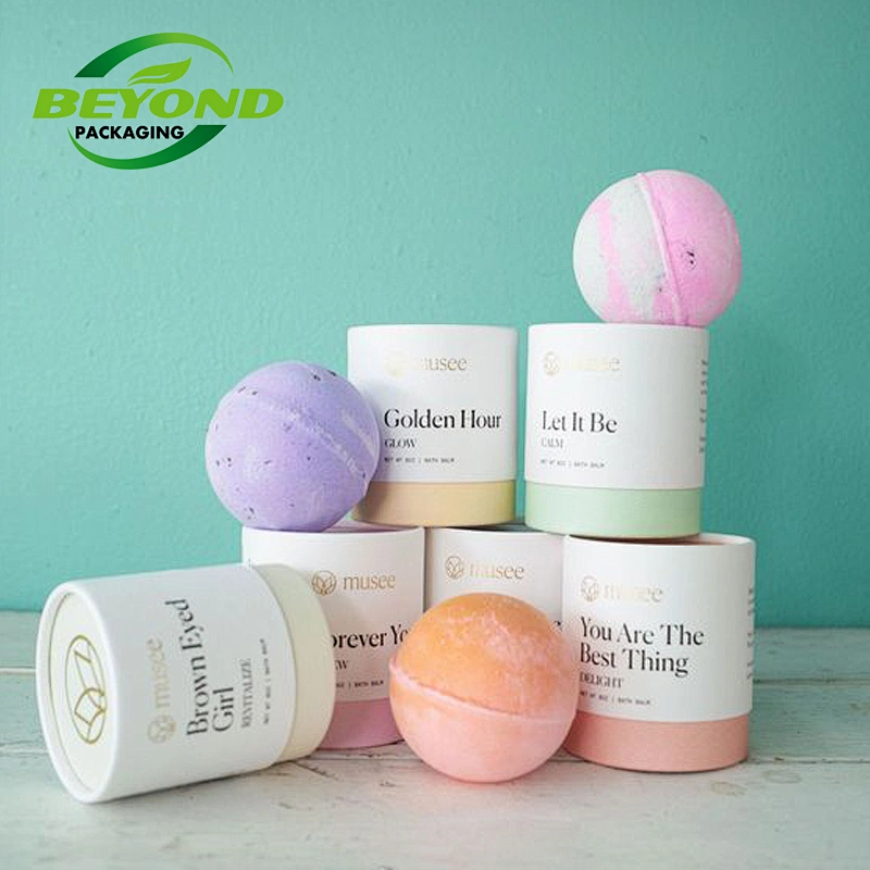 Factory Direct Sale Cylinder Cardboard Empty Round Skincare Bath Bomb Packaging Round Bath Salt Paper Tube With Custom Design