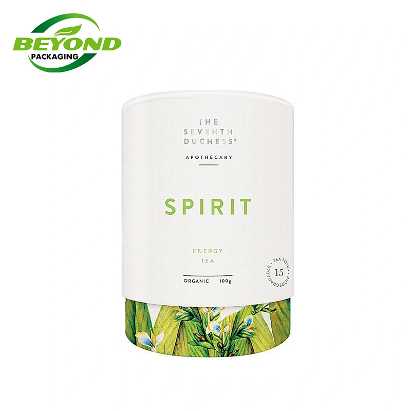 Custom Food Grade Recycled Cardboard Cylinder Loose Leaf Tea Coffee Packaging Box Round Black Kraft Paper Tube Packaging