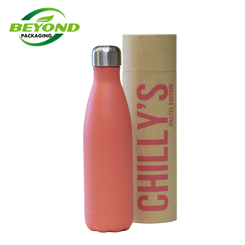 Environment Friendly Cylinder Round Packaging Box Kraft Paper Cardboard Tubes For Water Bottles