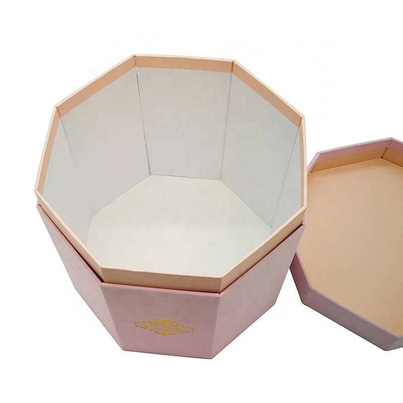 High Quality Paper Material Hexagonal Shape Flower Paper Packaging Carton Box
