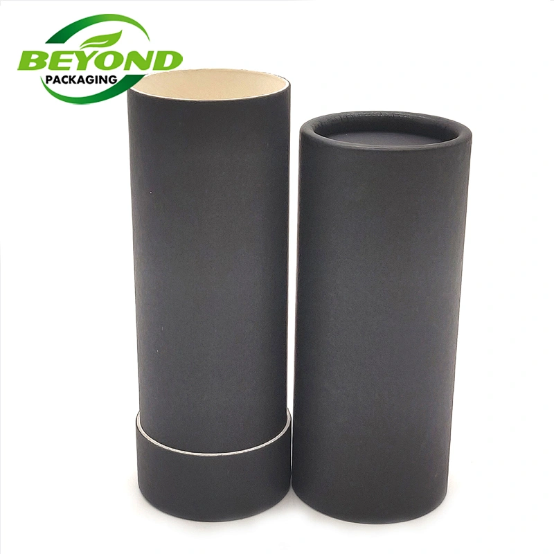 Empty cardboard deodorant stick container 2.5oz biodegradable black paper push tubes cardboard lipstick container