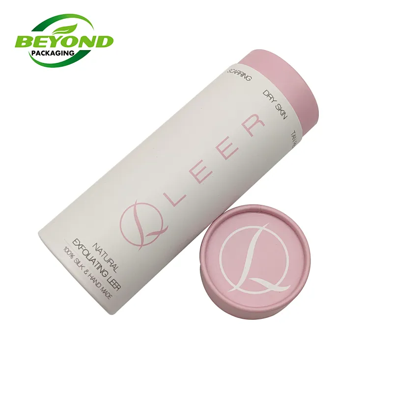 Pink Design Empty Tubes Skin Care Product Packaging Cylinder Eco Friendly Biodegradable Cosmetic Paper Tube