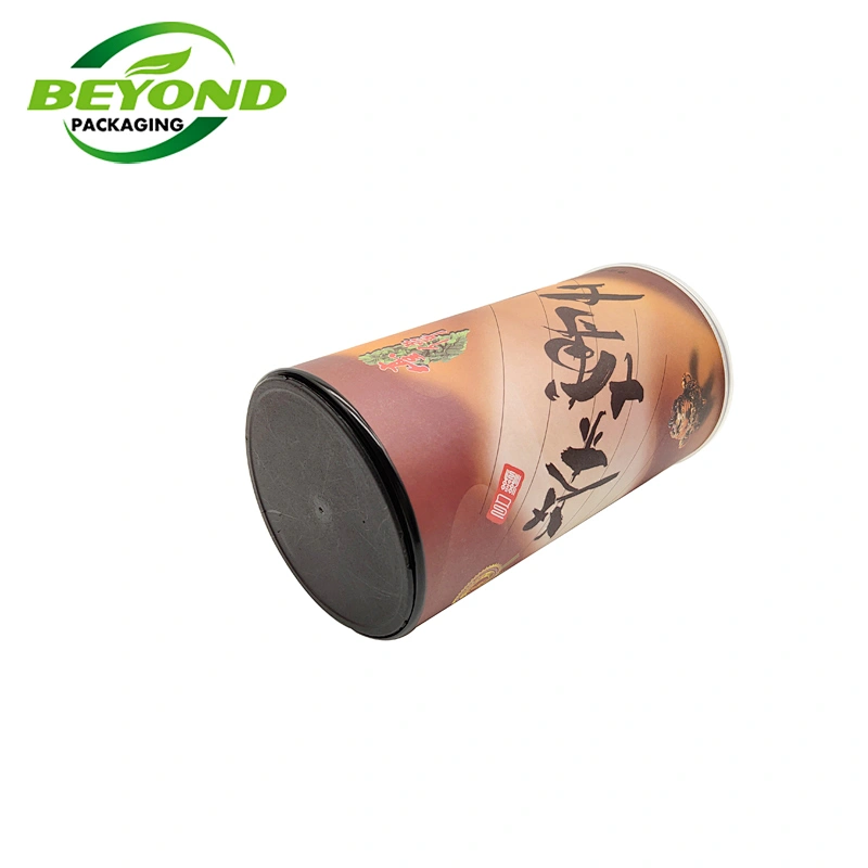 New Design Airtight CMYK Custom Size Food Grade Red Tea Food Packaging Paper Tube With Plastic Lid