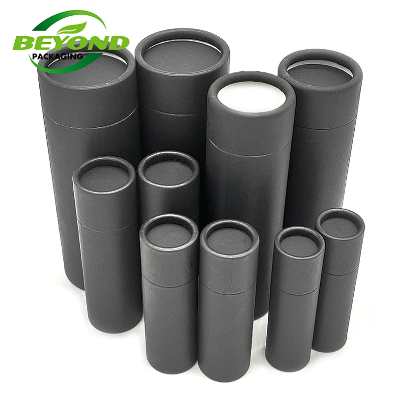 Eco Friendly Krat Black Cosmetic Packaging Push up Paper Tube Lip Balm Container With Black Cosmetic Packaging