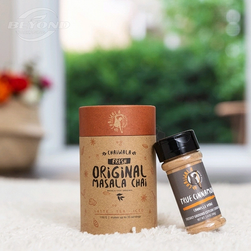 Eco Friendly Cylinder Cardboard Powder Spice Jars Container loose leaf Tea Coffee Bean Oats kraft Paper Tube For Tea Packaging