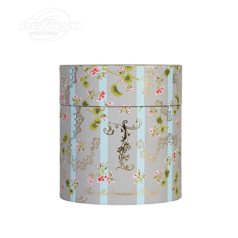 Beautiful Kraft Paper Round Cylinder Cardboard Box Tea Tube Packaging With Flat Edge
